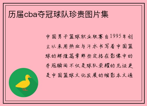 历届cba夺冠球队珍贵图片集